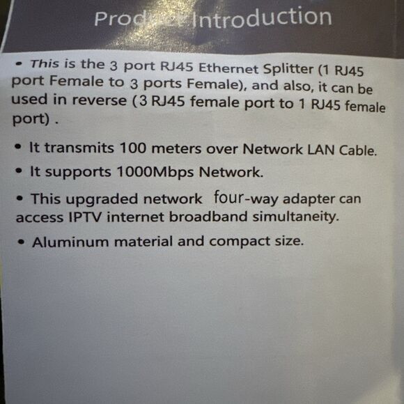 NEW 1000Mbps 1x3 RJ45 Ethernet Splitter 3 port - Picture 5 of 7